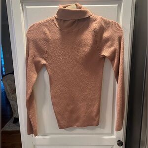 Express Beige/Tan Ribbed Turtleneck Sweater